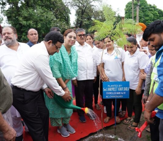 Punjab Governor and UT Administrator Shri Gulab Chand Kataria Leads Mega Plantation Drive in Sector 28-B; Former Mayor Harpreet Kaur Babla and BJP Vice President Devinder Singh Babla Participate
